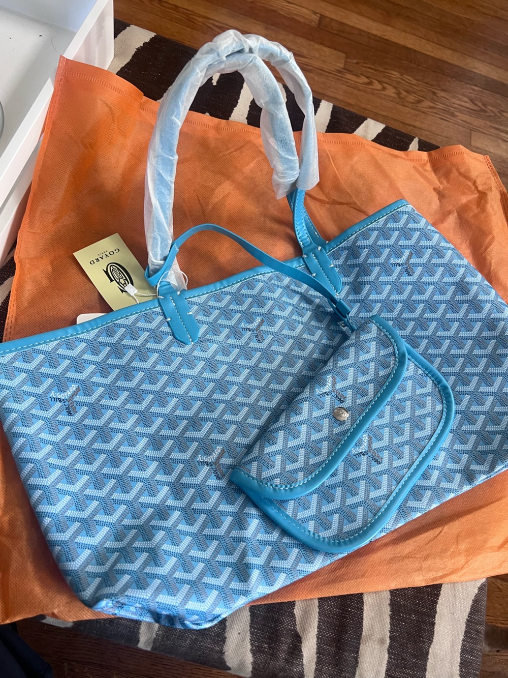 Blue Tote Bag with Pouch